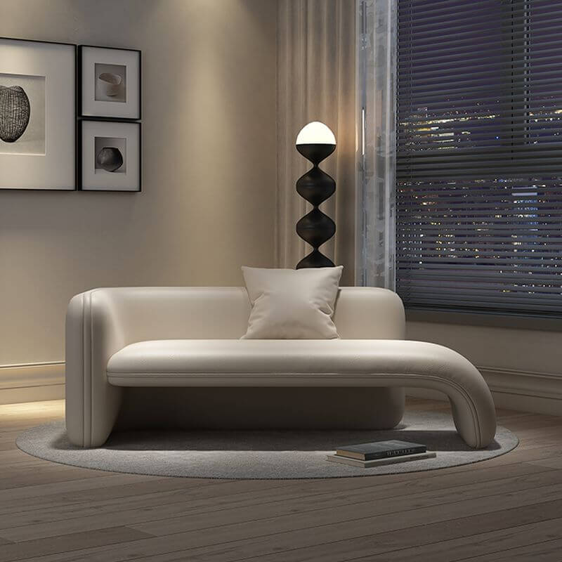 Overstuffed Pleather Chaise Lounge Bench in Beige Hauptbild