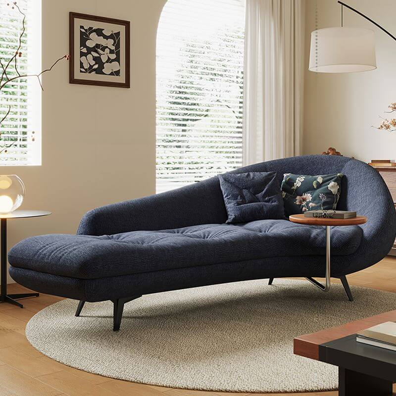 Padded Right-hand Piece Chaise Lounge Accent Chair in Blue