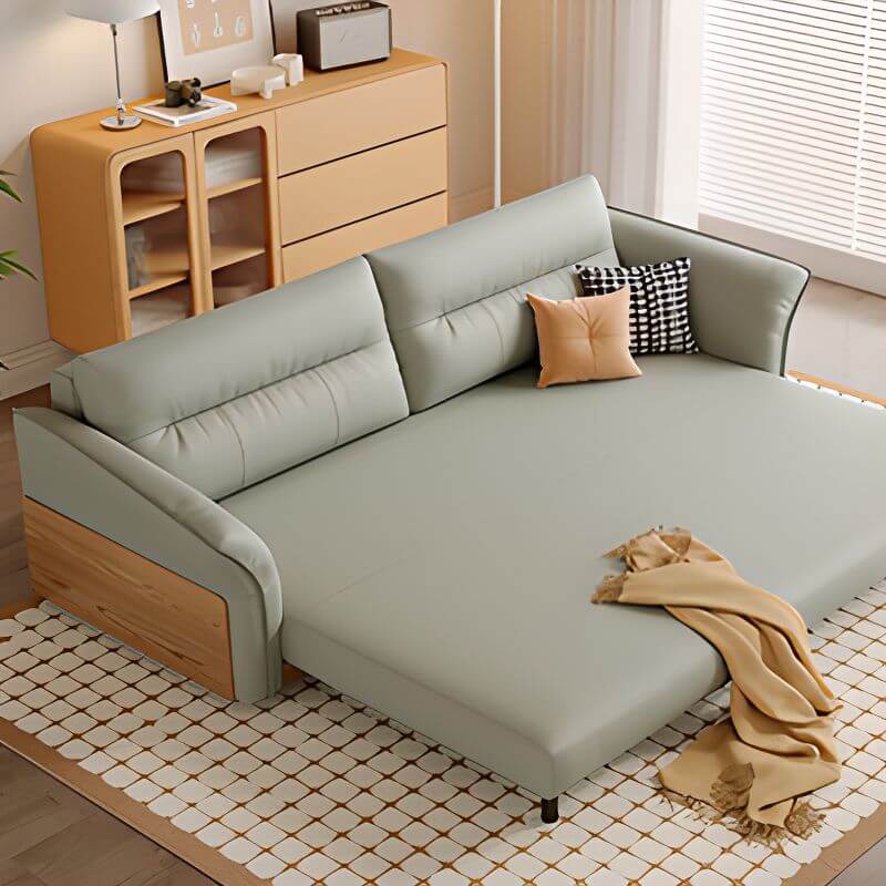 Comfortable pale grey sofa bed