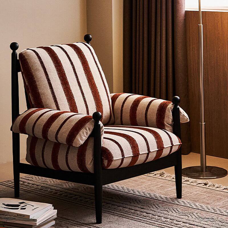 Sillón de salón con patrón de rayas y respaldo suelto Imagen secundaria del producto