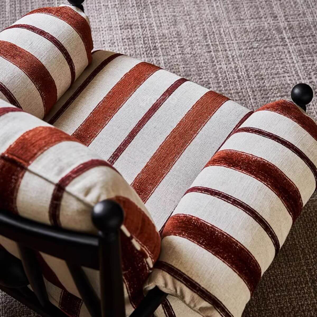 Parlor Arm Chair with Striped Pattern and Loose Back Secondary image