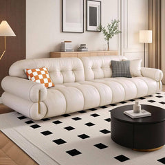 Comfortable sofa with three pillows