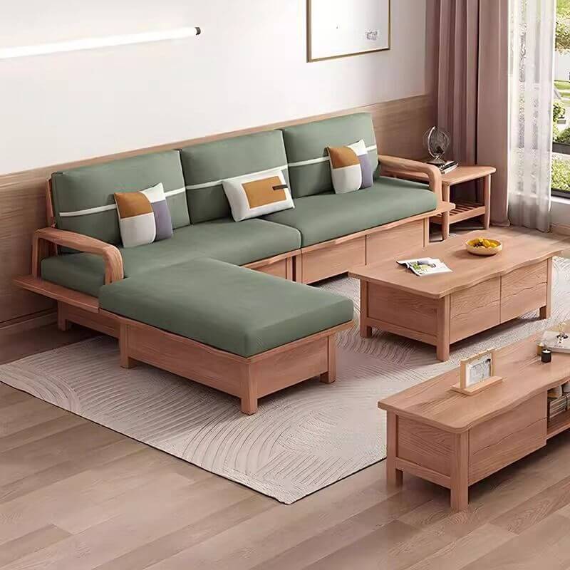 Sofá Estándar de Salón con Respaldo Suelto, Tapicería Verde Oliva y Otomán Incluido Imagen secundaria del producto