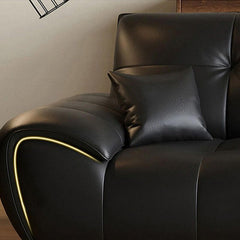 Compact black sofa with concealed support