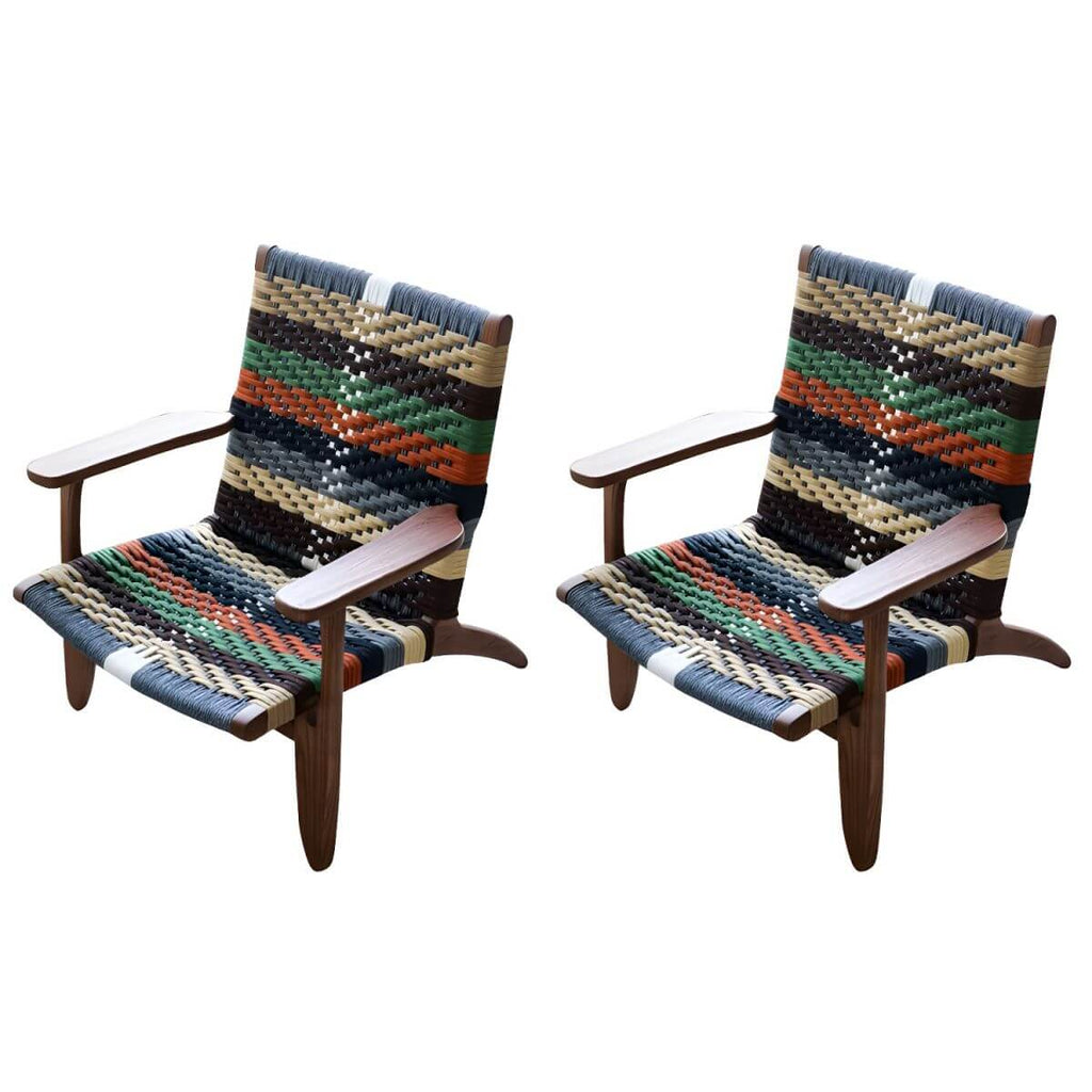 Close-up of the patchwork upholstery on the arm chair