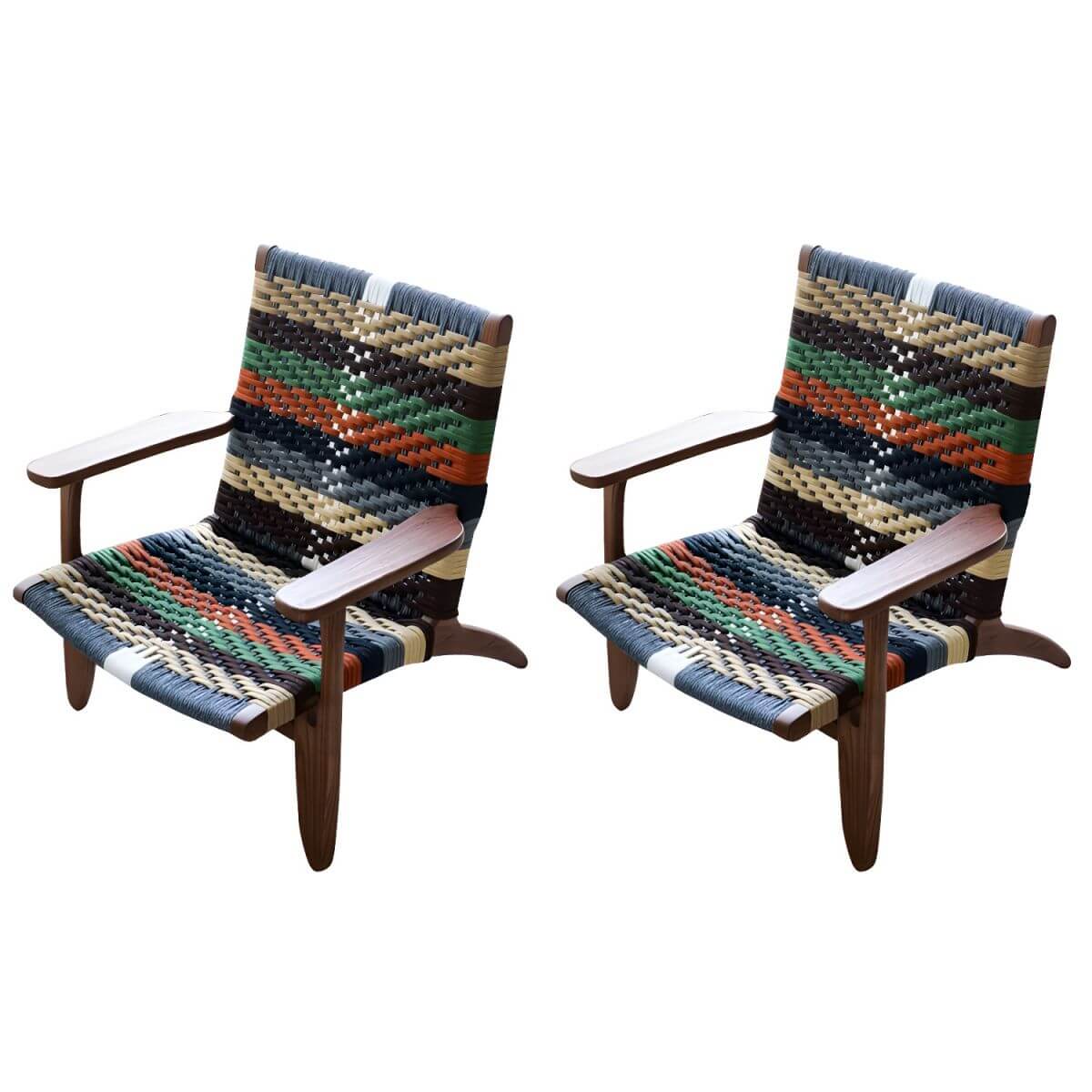 Close-up of the patchwork upholstery on the arm chair