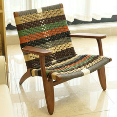 Woven back detail of the tropical arm chair