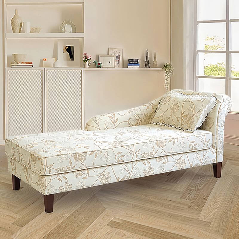 ペタルデコレーションのスレートブルー/ベージュオーバースタッフドチェイスラウンジラブシート（右アーム/左アーム付き） サブ画像