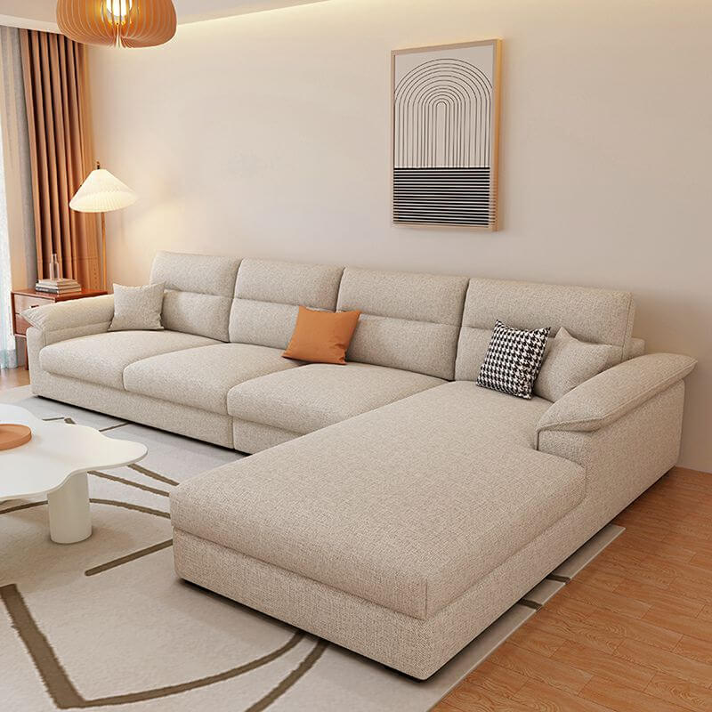 Pine Right L-Shape Fabric/Cotton and Linen Upholstered Sofa Recliner Secondary image