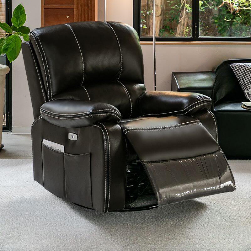 Green modern recliner chair with USB port