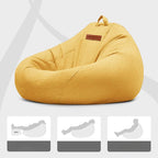 Stylish gray bean bag chair in living room