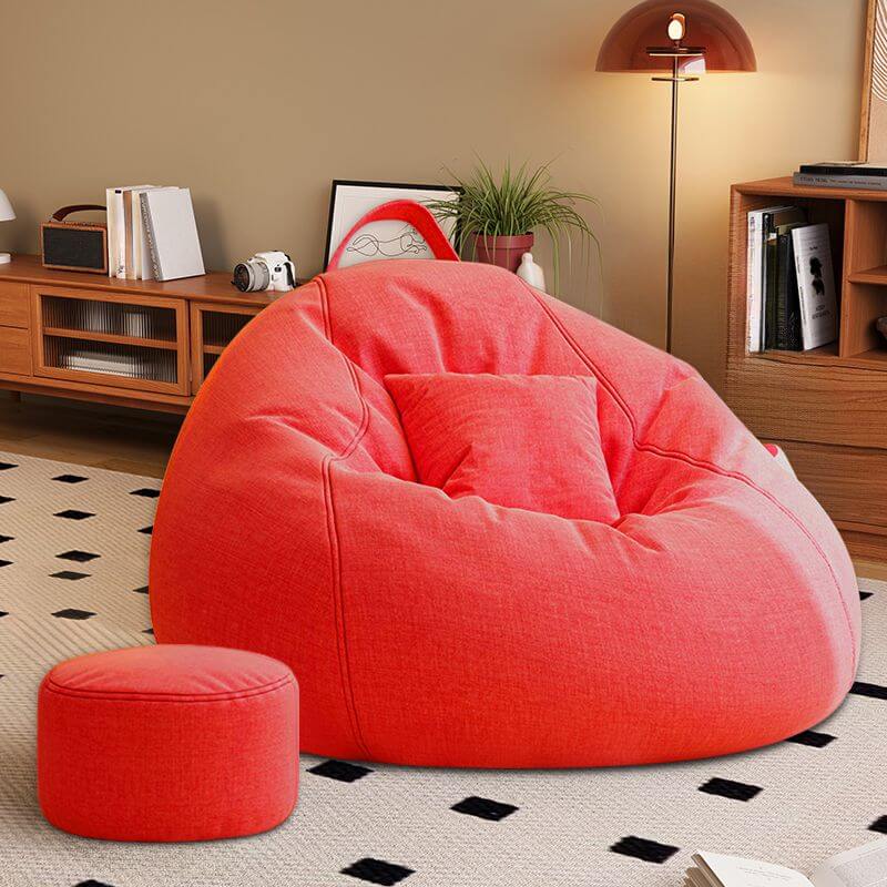 Comfy bean bag chair set with cushion storage