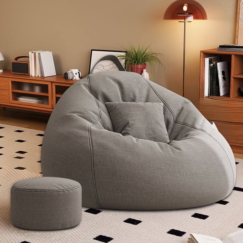 Comfy bean bag chair set with cushion storage