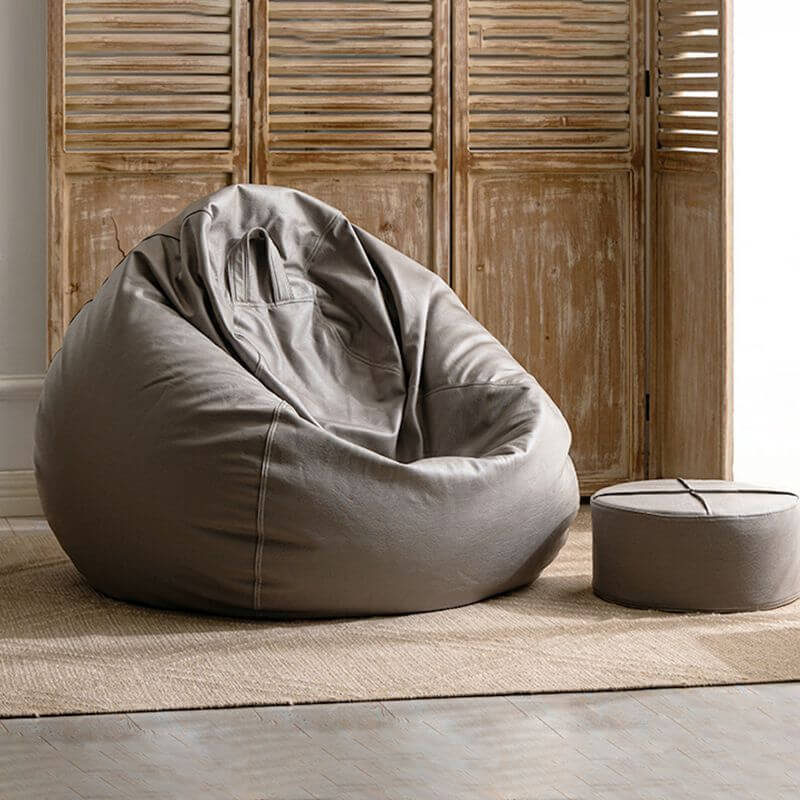 Green Gray Bean Bag Chair with Ottoman