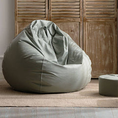 Grey Faux Leather Bean Bag Set