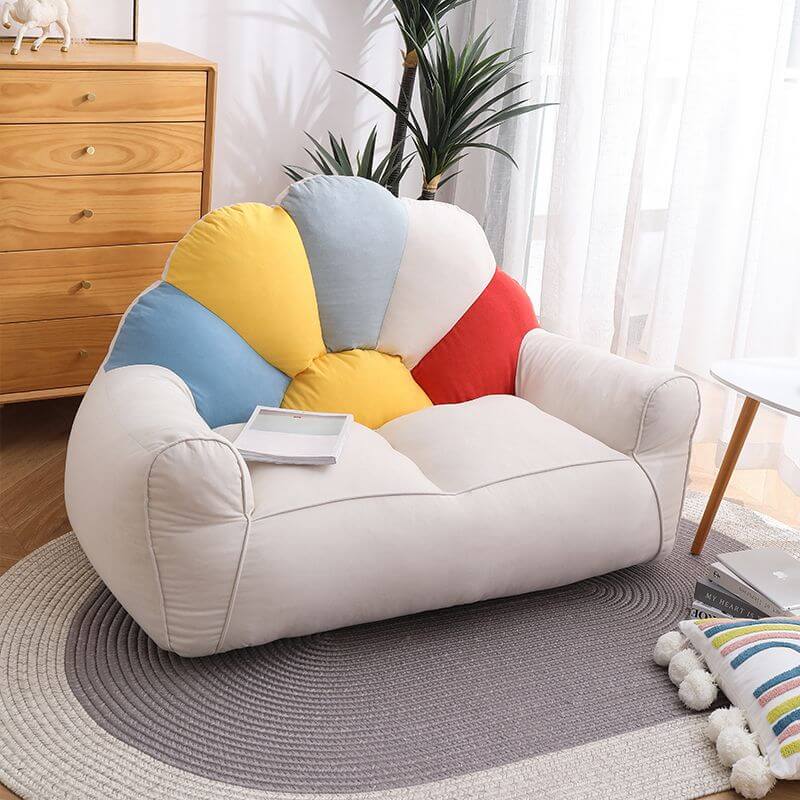 Yellow and beige bean bag furniture