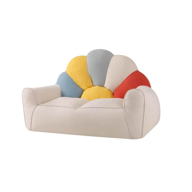 Multi-color bean bag chair with ottoman