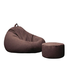 Crimson bean bag chair with ottoman