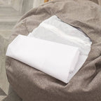 Fine fluffy linen upholstery on bean bag