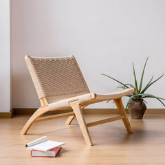 Scandinavian recliner chair with natural wood legs