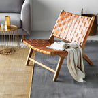Scandinavian recliner chair with natural wood legs