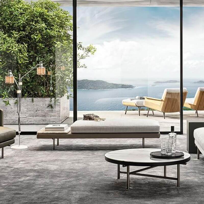 Rechteckige Akzentbank mit grauem Baumwollmischbezug Zweitbild