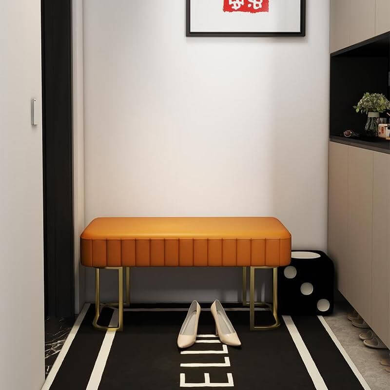 Rechteckiges modernes Ottoman mit goldenen Beinen in Kunstleder für eine fleckenresistente Oberfläche Zweitbild