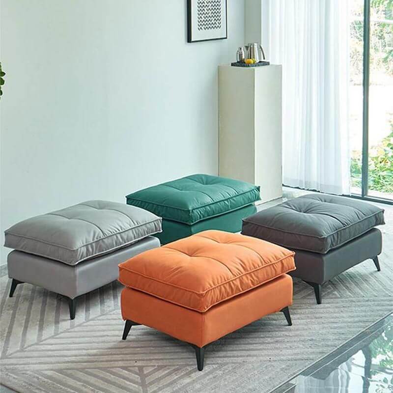 Rectangle Tufted Upholstered Accent Stool in Dark Gray Main image