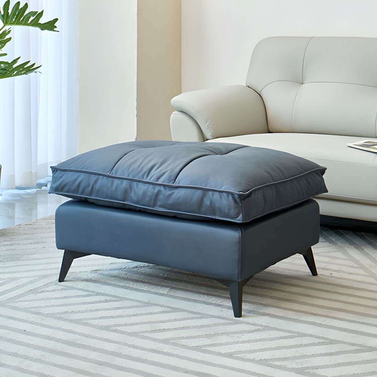 Elegant Tufted Accent Stool with Sturdy Black Legs