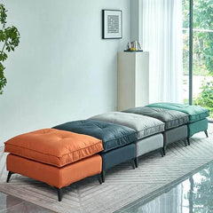 Orange Rectangle Tufted Accent Stool with Black Legs