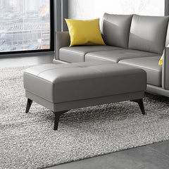 Dark Gray Rectangle Wood Solid Color Footstool