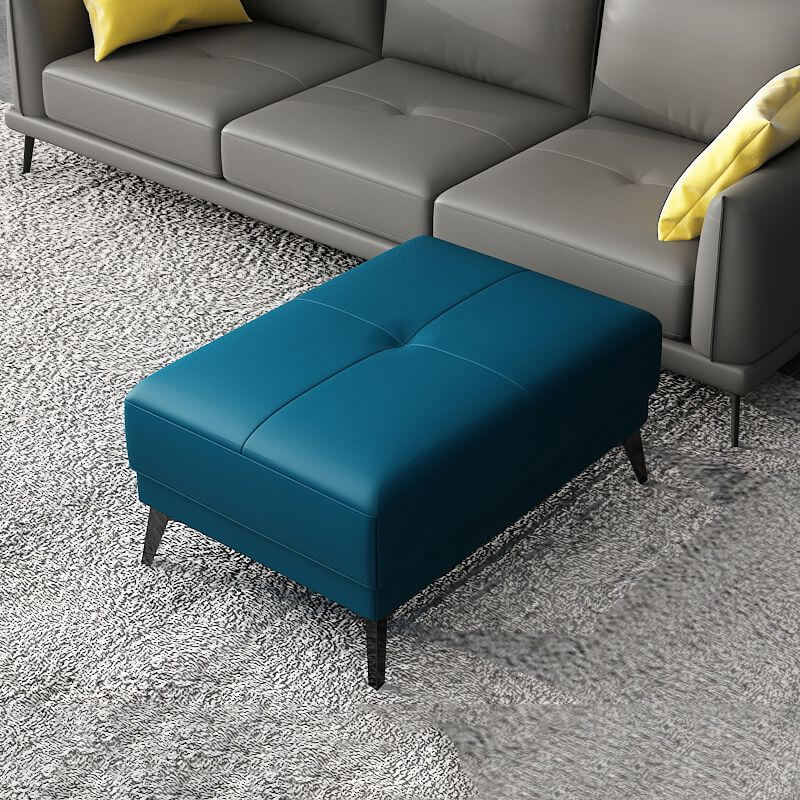 Dark Gray Rectangle Wood Solid Color Footstool