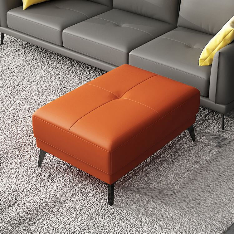Blue Rectangle Wood Solid Color Footstool