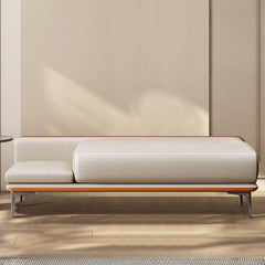 Contemporary design bench in beige leather