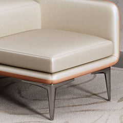 Contemporary design bench in beige leather