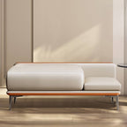 Living room with ivory leather upholstered bench