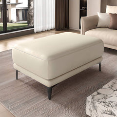 Stylish grey ottoman with wooden frame design