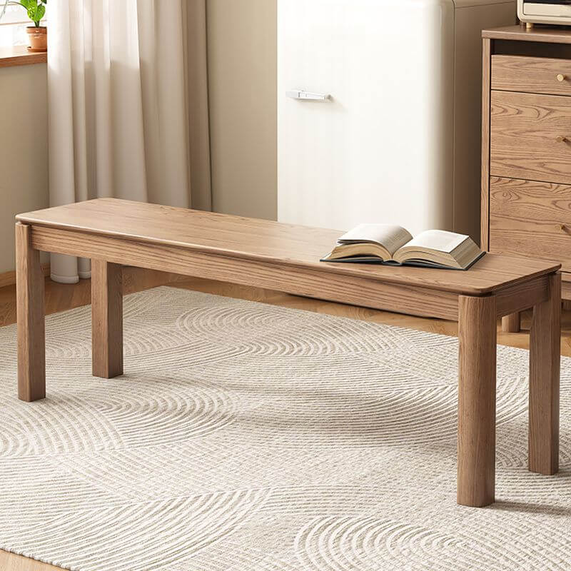 Rectangular Trendy Solid Color Living Space Bench with Ash Wood Secondary image