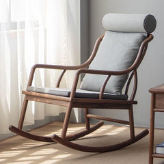 Retro Auburn Wooden Ergonomic Rocking Accent Chair from the side