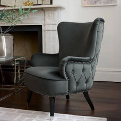 Retro Blue Cocoa Wingback Chair front view