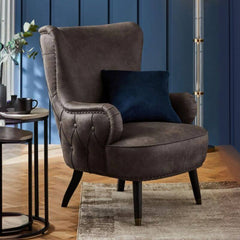 Retro Blue Cocoa Wingback Chair front view