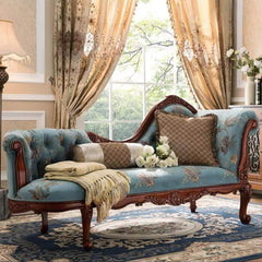 Living room setting with retro chaise lounge