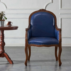 Retro accent chair in royal blue and jade green