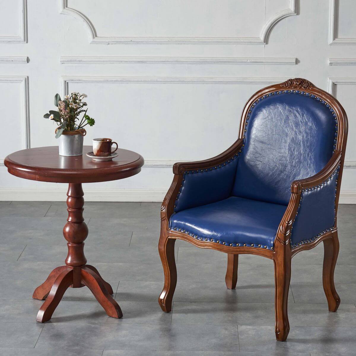 Elegant nailhead trim on accent chair