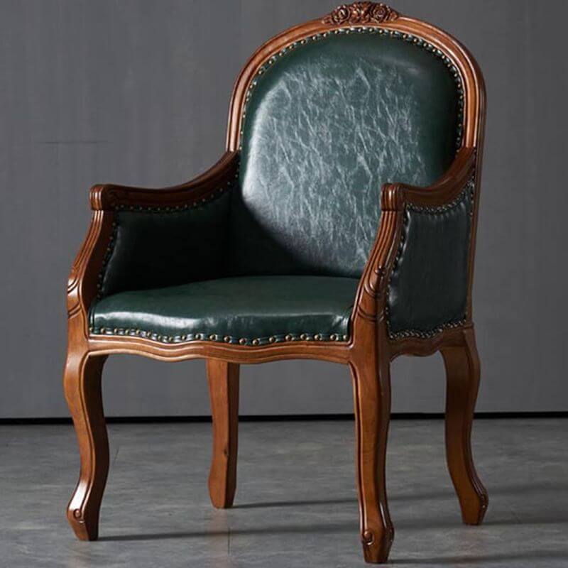 Sillón de Acento Retro Azul Real/Verde Jade con Color Sólido, Respaldo Fijo, Brazos y Diseño con Clavos Imagen secundaria del producto
