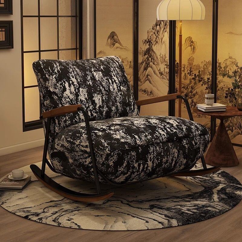 Retro-Stil gepolsterter Schaukelstuhl mit Track-Arm, kratzfest und bequem Zweitbild