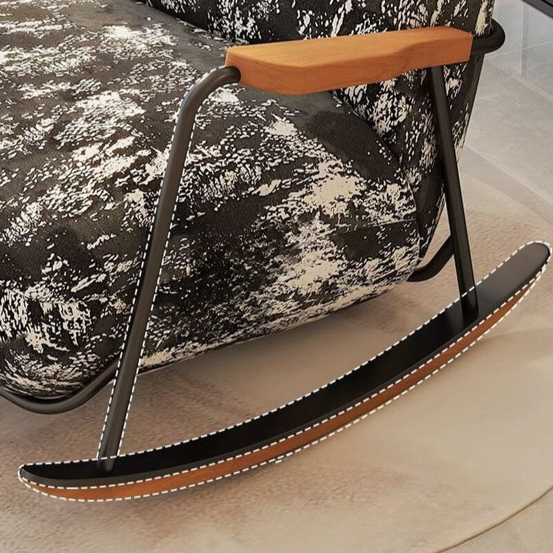 Wooden Legs of Retro Upholstered Rocking Chair