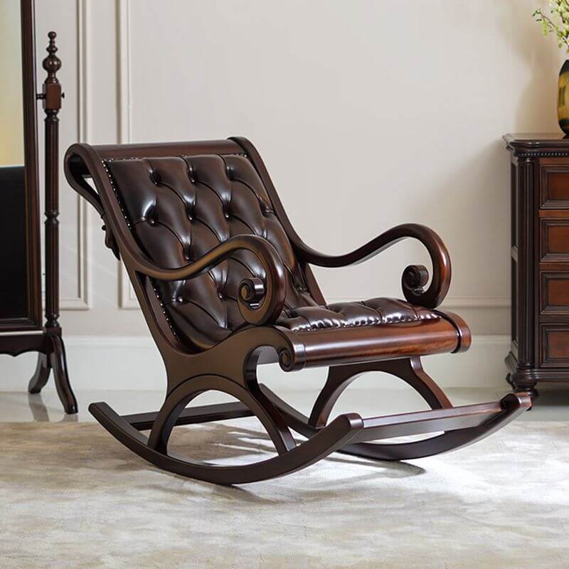 Retro Upholstered Rocking Armchair front view Hauptbild