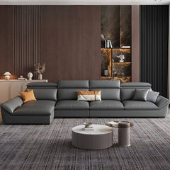 Stylish L-Shape sectional with throw pillows