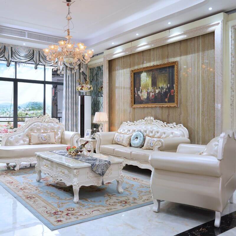 ロココスタイル ソリッドカラー スタンダードソファ/シングルソファ ホワイト 3人用/1人用/2人掛け サブ画像